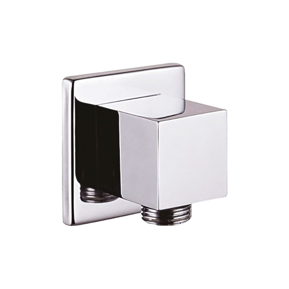 Creavit Square Wall Connection Elbow, Chrome-Plated Brass, 1/2-Inch Shower Hose Connection