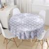 Himlaya Round Tablecloth with 3D Scales Pattern, Waterproof and Washable, Silver, 90 cm Diameter view 3