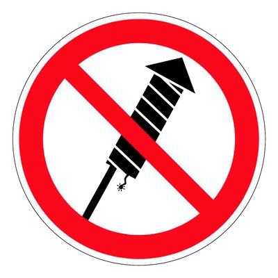 Fireworks Prohibited Sticker “No Rockets” Sign, Self-Adhesive | 5–30 cm, Made in Germany, 10 cm