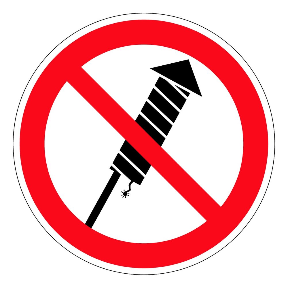 Fireworks Prohibited Sticker “No Rockets” Sign, Self-Adhesive | 5–30 cm, Made in Germany, 10 cm