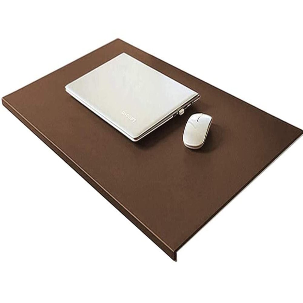 PU Leather Desk Mat with Edge Protection, Brown, 100 x 50 cm