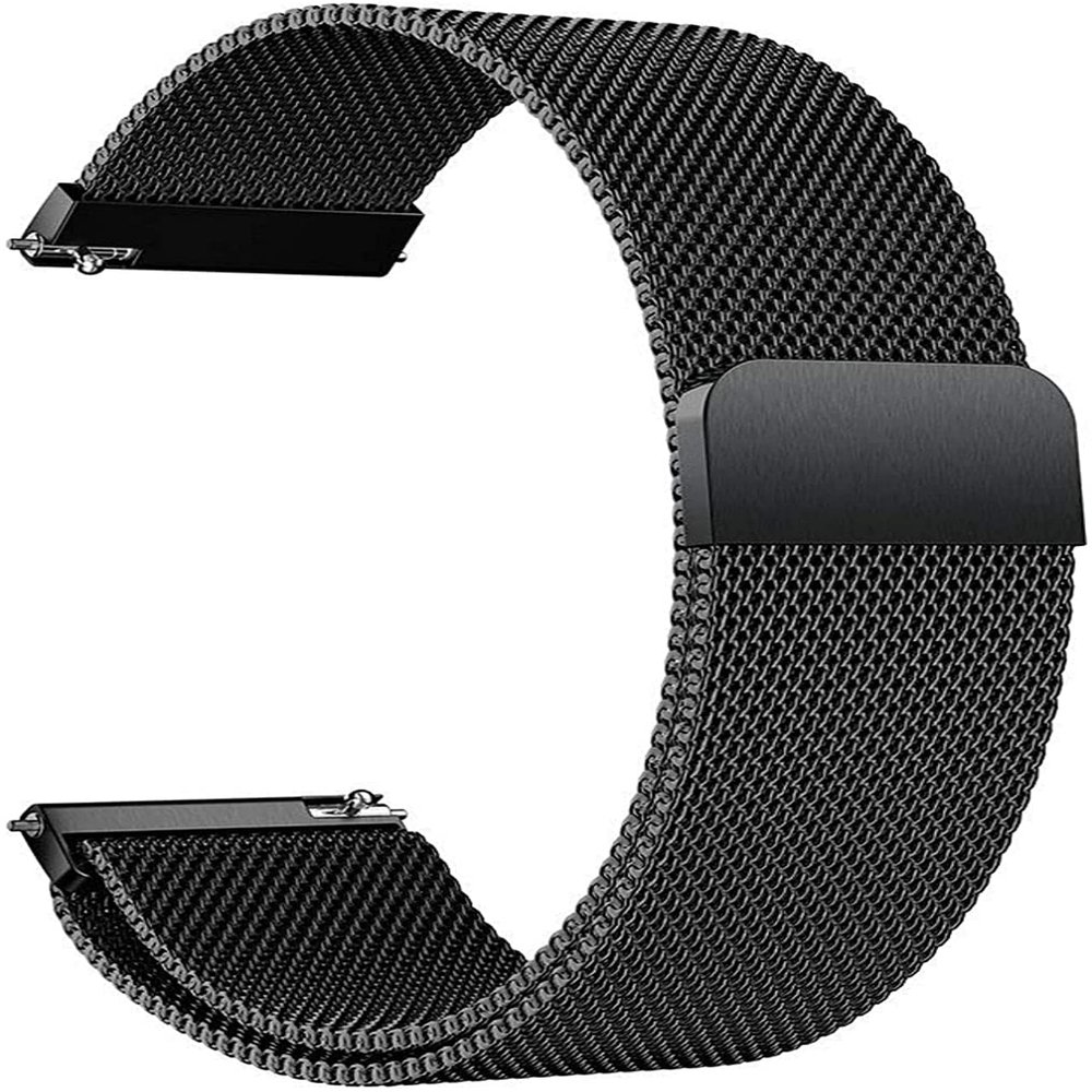 HLXJR 16mm Universal Stainless Steel Mesh Watch Band with Magnetic Closure, Black