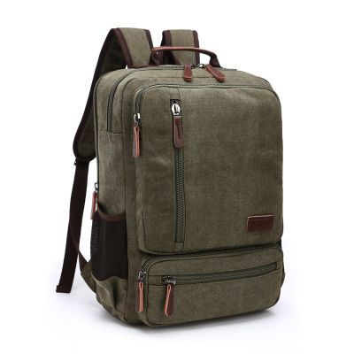Vintage Canvas Backpack for Men, Large-Capacity Travel Laptop Backpack, Army Green