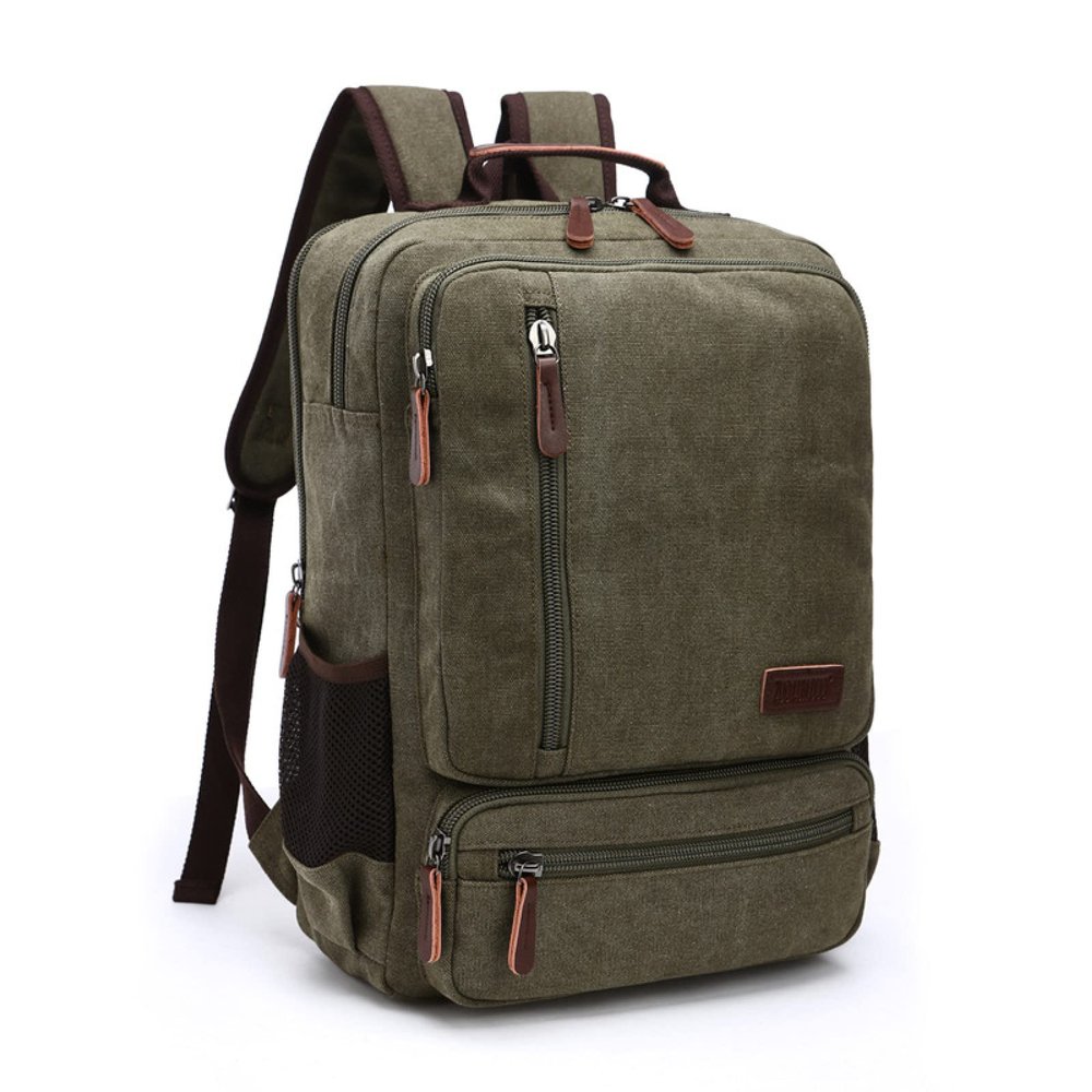 Vintage Canvas Backpack for Men, Large-Capacity Travel Laptop Backpack, Army Green