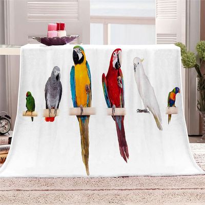 FANSU Parrot 3D Microfiber Fleece Throw Blanket, Soft and Warm, 51 x 59 in