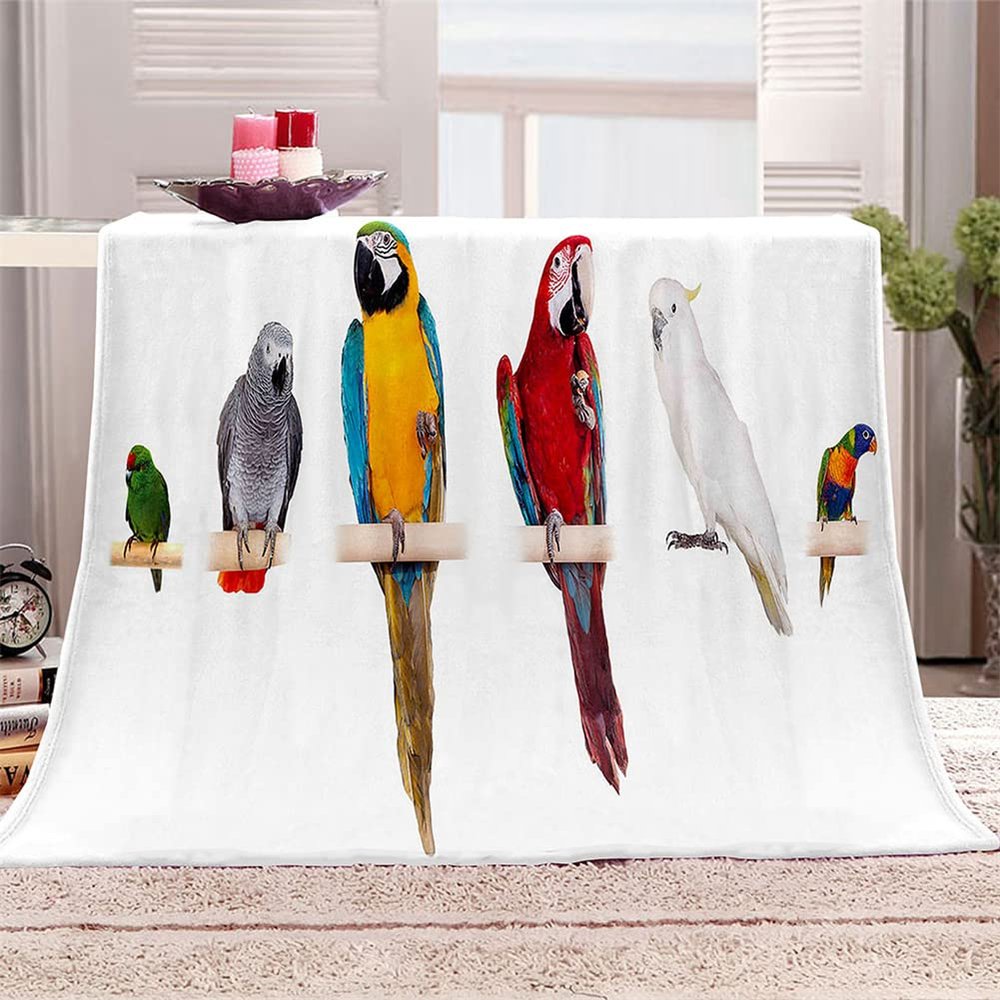 FANSU Parrot 3D Microfiber Fleece Throw Blanket, Soft and Warm, 51 x 59 in