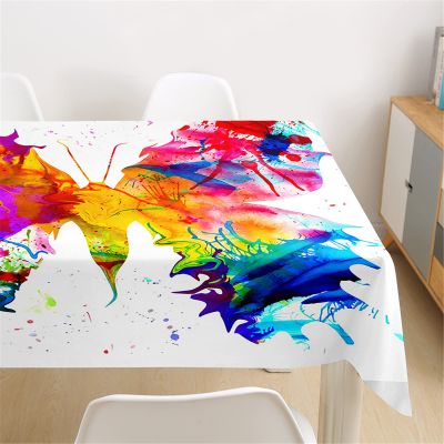 Morbuy Waterproof, Washable Tablecloth with 3D Butterfly Print, Rectangular Wipe-Clean Table Cover for Kitchen, Garden and Outdoor Decor, 140 x 260 cm, Watercolor