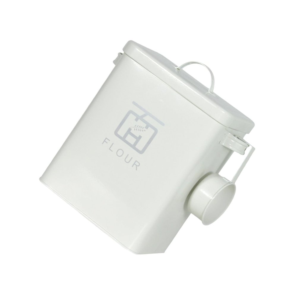 Iron Rice Storage Container for Household Flour, White, Secure Storage