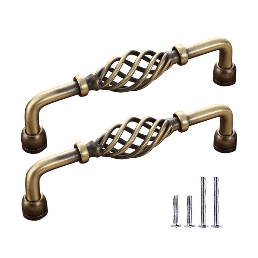 CcHhyyt 2-Pack Antique Birdcage Cabinet Handles, Vintage Bronze, 128 mm