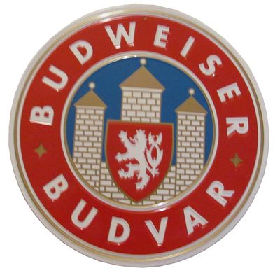 Budweiser Budvar Brewery Round Metal Sign, 25 cm