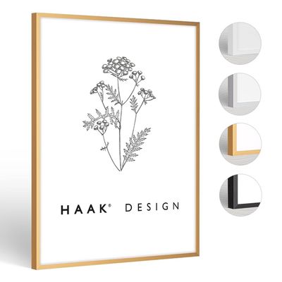 Haak HaakDesign Alena Slim Aluminum Picture Frame, 20 x 30 cm, Gold, Photo Frame, Gift Idea