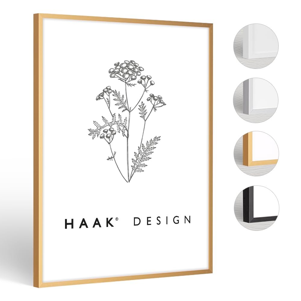 Haak HaakDesign Alena Slim Aluminum Picture Frame, 20 x 30 cm, Gold, Photo Frame, Gift Idea