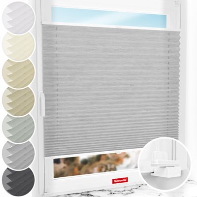 Schuette No-Drill Pleated Blind, Dolomite Storm Gray, 50 x 130 cm, Suprafix X Clip-Fix