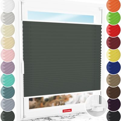 Schuette No-Drill Pleated Blind, Premium Rocky Mountain, Graphite, 80 x 80 cm (W x H), Suprafix X Clamp-Fix, Video Included