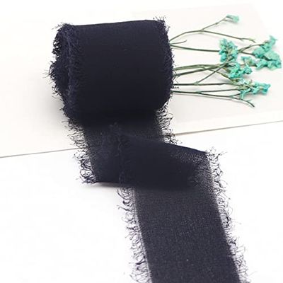 LINLN 5 m/Roll 3.8/5 cm Handmade Frayed-Edge Chiffon Silk Ribbon