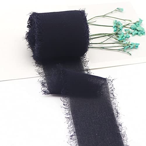 LINLN 5 m/Roll 3.8/5 cm Handmade Frayed-Edge Chiffon Silk Ribbon