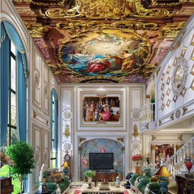 HGFHGD 3D Ceiling Classic Painting Angel Jesus Church Wallpaper Wall Mural