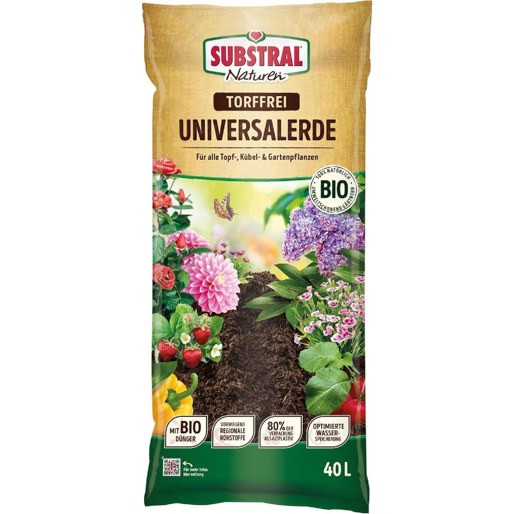 Substral Naturen Organic All-Purpose Soil, Peat-Free, 40 L, with Yucca Extract