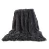 Plush Faux Fur Reversible Throw Blanket, Dark Gray, 80 × 120 cm view 1