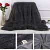 Plush Faux Fur Reversible Throw Blanket, Dark Gray, 80 × 120 cm view 2