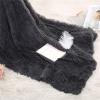 Plush Faux Fur Reversible Throw Blanket, Dark Gray, 80 × 120 cm view 3