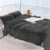 Plush Faux Fur Reversible Throw Blanket, Dark Gray, 80 × 120 cm view 4