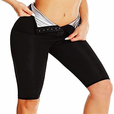 CRRTYL Women's High-Waisted Thermal Sauna Sweat Leggings, Shorts 1, Size S