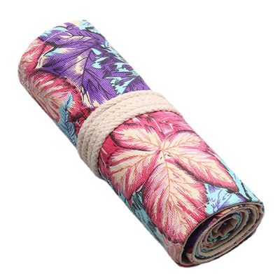 Anawakia Canvas Pencil Roll, Maple Leaf, 24 Slots