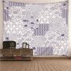 Banemi Wall Tapestry, White and Purple Geometric Pattern, Polyester, 260 x 240 cm view 1