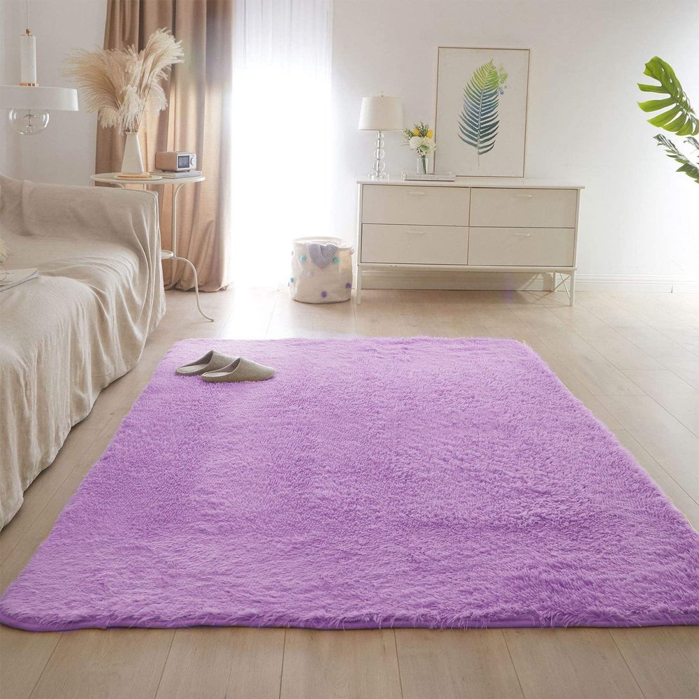 CHBIN Purple Faux Fur Shaggy Rug, 50 x 80 cm