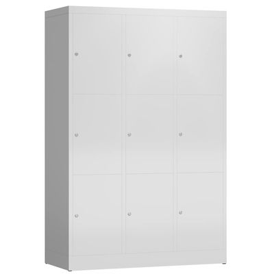 Lllmann XL Locker, 3 Compartments, 9 Lockers, 1800 x 1200 x 500 mm, RAL 7035 Light Gray