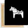 NORDIC WORDS MOTIVISSO Dala Horse Canvas Wall Art, Modern Scandinavian Decor, Black and White, 50 x 50 cm view 1