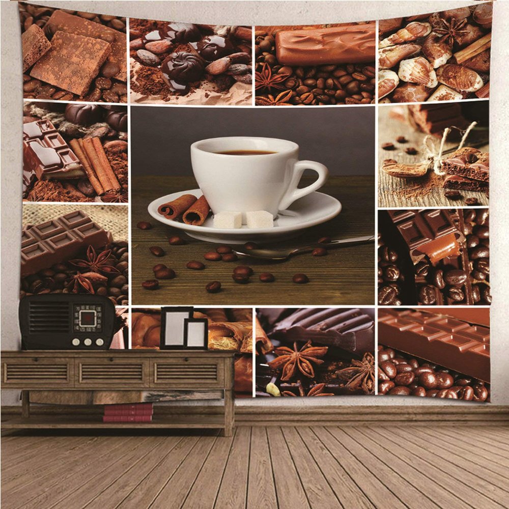 Banemi Aesthetic Tapestry, Large Brown Coffee Chocolate Wall Hanging, 240 x 220 cm