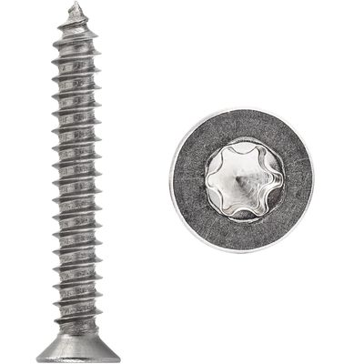 FASTON Countersunk Sheet Metal Screws, Torx, 6.3 x 90 mm, A2/V2A Stainless Steel, 50-Pack