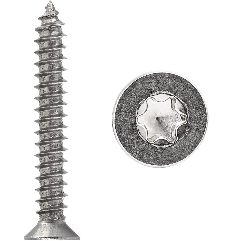FASTON Countersunk Sheet Metal Screws, Torx, 6.3 x 90 mm, A2/V2A Stainless Steel, 50-Pack