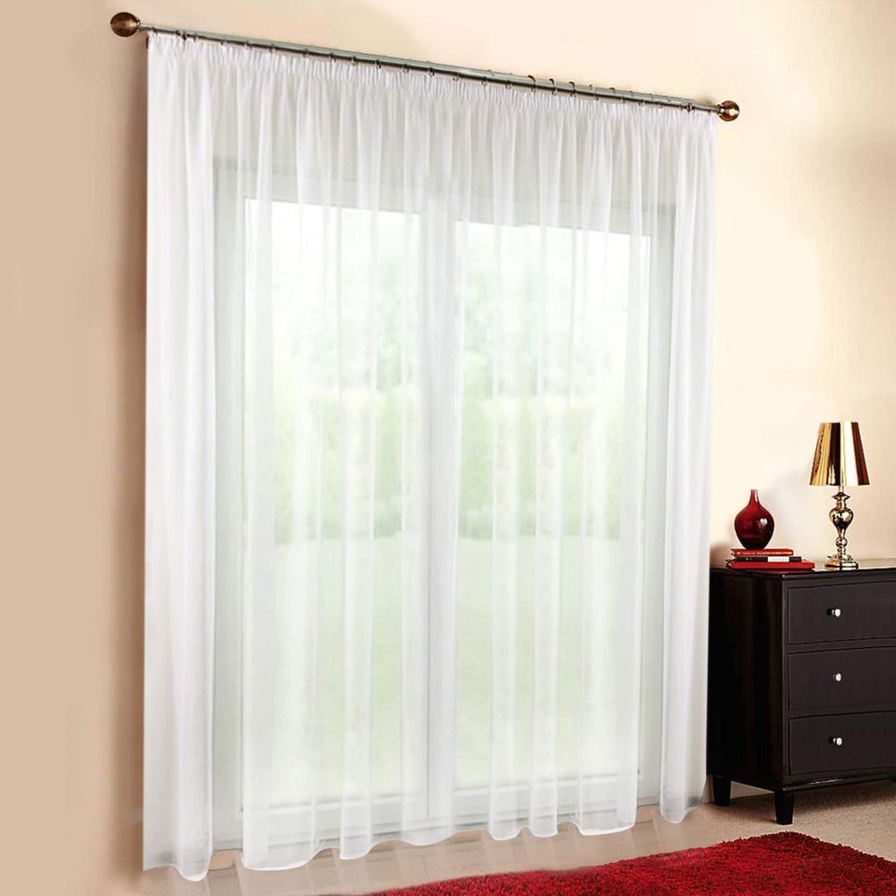 Sun World Custom-Made Flame-Retardant Voile Sheer Curtain, Universal 1:2 Gather Tape, B1 Certified, 260 x 500 cm