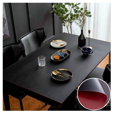 Faux Leather Tablecloth, Black + Red, 80 x 120 cm