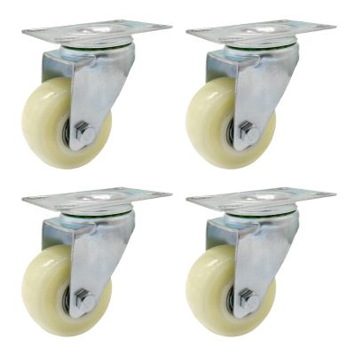 Suwooy Nylon Swivel Casters, 40/50/63 mm, 4-Pack, Heavy-Duty Furniture Casters with Brakes, 4 No-Brake 63 mm