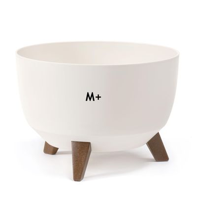 MELTOM Flower Pot with Feet, 33 cm, Cream, with Drainage Base