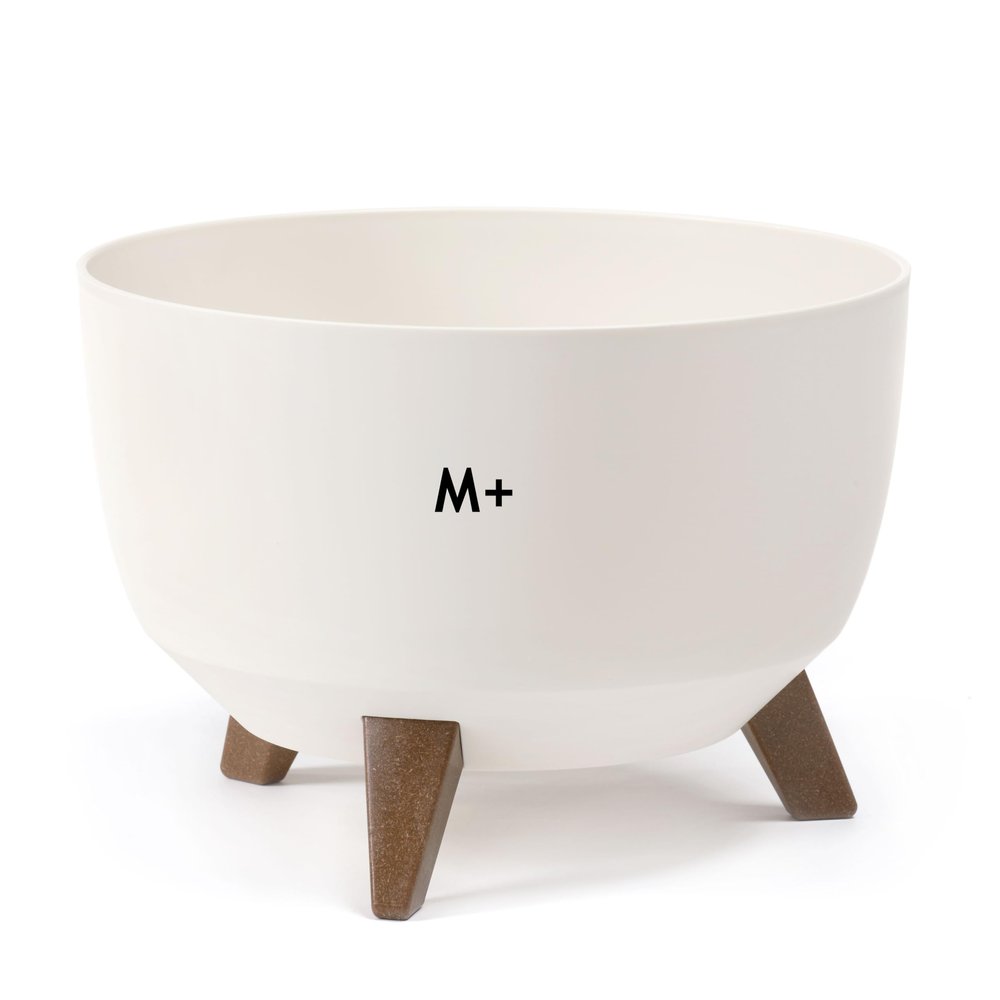 MELTOM Flower Pot with Feet, 33 cm, Cream, with Drainage Base