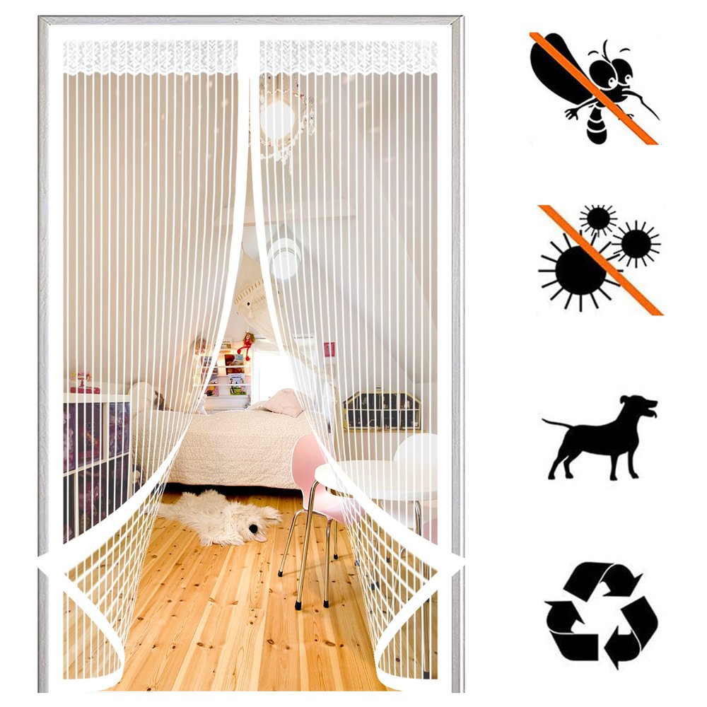Magnetic Insect Screen Door, Self-Closing, No Drilling, White, 170 x 260 cm