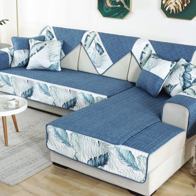 WYZPA Dog Couch Cover for L-Shaped Sectional Sofa, Polyester Chaise Slipcover, Non-Slip Furniture Protector, Blue, 90 × 70 cm / 35 × 28 in