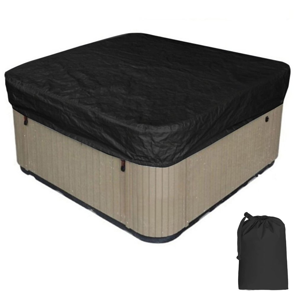 LDIW Square All-Weather Garden Hot Tub Cover, 210D Waterproof Oxford Fabric, Black, 207 x 207 x 30 cm