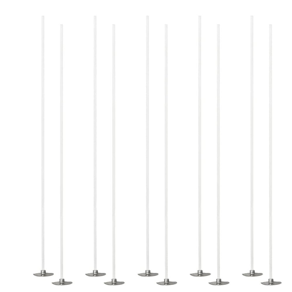 10 19 cm Candle Wicks, Flat Cotton Wick STG 50 for Paraffin, Waxed, with Metal Base