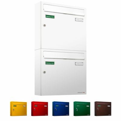 AL Basic 2-Compartment Mailbox System, RAL 9016 Traffic White, DIN A4
