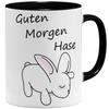 OM3 Good Morning Bunny Coffee Mug with Saying, Black, 325 ml view 1