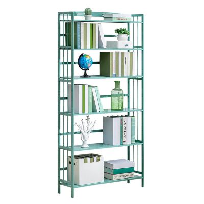 caihuashopping Floor-to-Ceiling Bookcase, 6 Tiers, Green, Space-Saving Storage Shelf