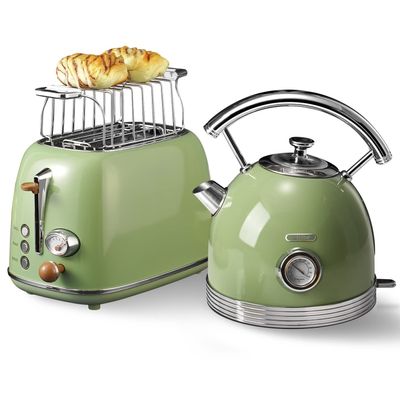 Wiltal Toaster and Kettle Set, Breakfast Set, Retro Green