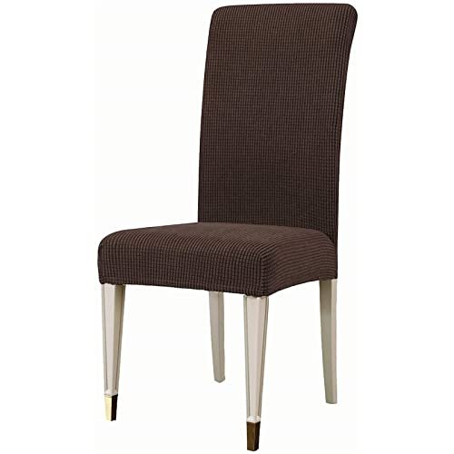 YSLLIOM Stretch Chair Covers, Removable Washable Protective Covers for Dining Chairs, Hotels, Restaurants and Ceremonies, 6-Pack, Dark Brown