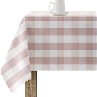 Belum Resin-Coated Gingham Tablecloth, 100 x 140 cm, Pink Vichy, 100% Organic Cotton